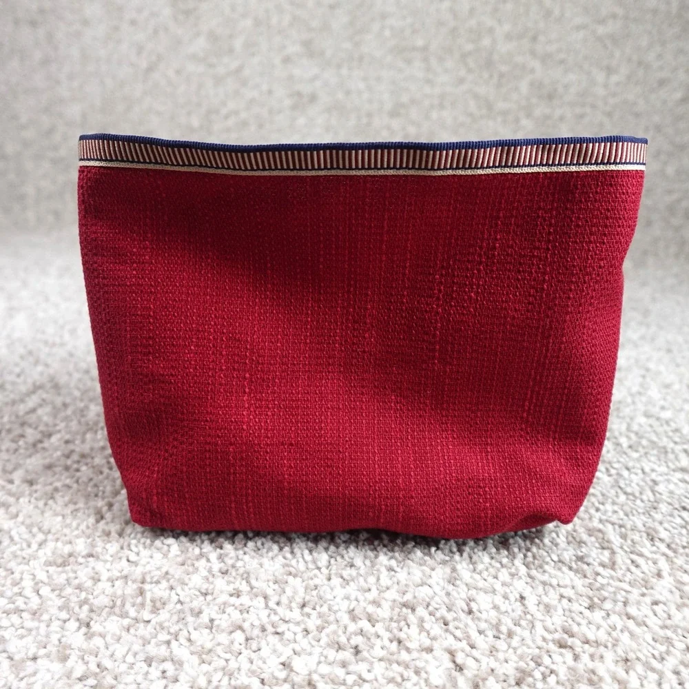 Longaberger 2003 Bee Basket Liner Red Woven Fabric Striped Trim Accessory
